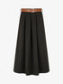 Jupe longue unie à taille élastiquée - Noir - 4