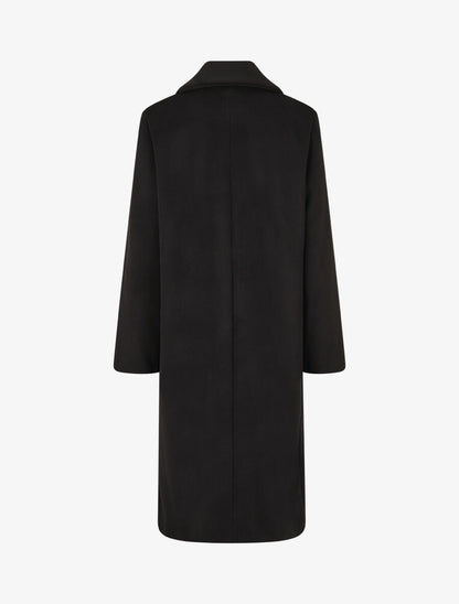 Manteau long uni style feutre - Noir - 2