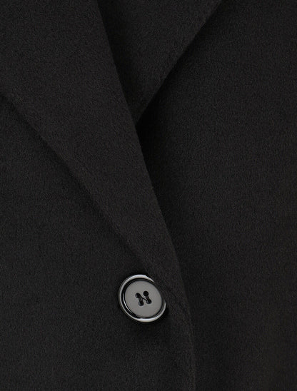 Manteau long uni style feutre - Noir - 3