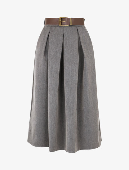 Jupe unie à taille élastiquée - Gris - 4