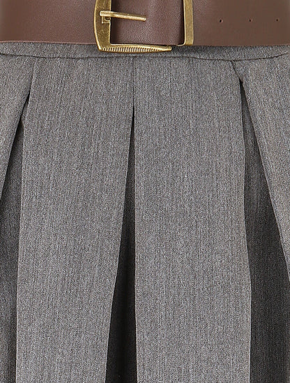 Jupe unie à taille élastiquée - Gris - 3