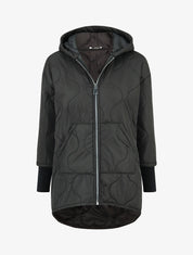 Manteau matelassé asymétrique à capuche - Noir - 1