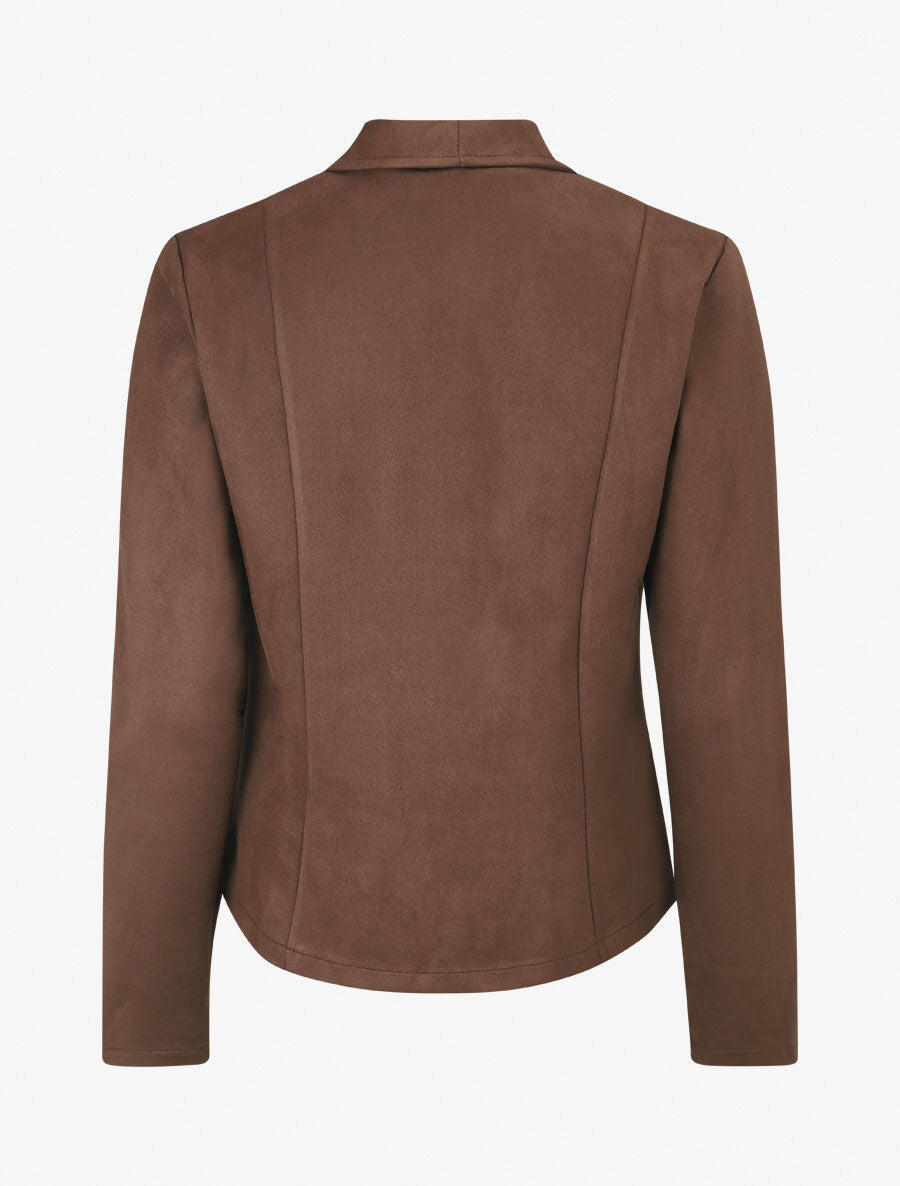Veste en suédine col tailleur - Marron - 2