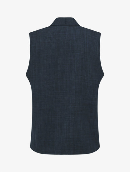 Top uni sans manches boutonné - Marine - 2
