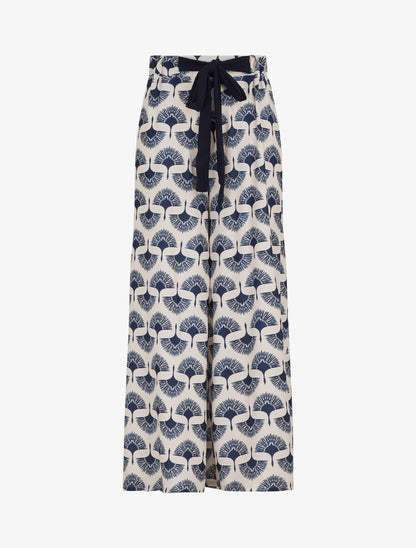 Pantalon ample taille haute imprimé dandelion - Marine - 4