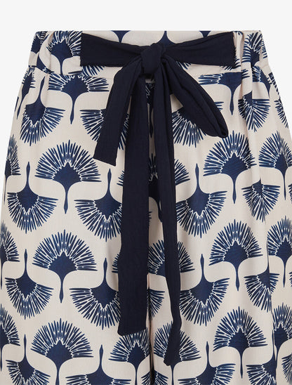 Pantalon ample taille haute imprimé dandelion - Marine - 3