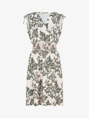 Robe élastiquée à imprimé foulard - Kaki - 1