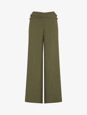 Pantalon ample taille haute à boutons - Kaki - 1