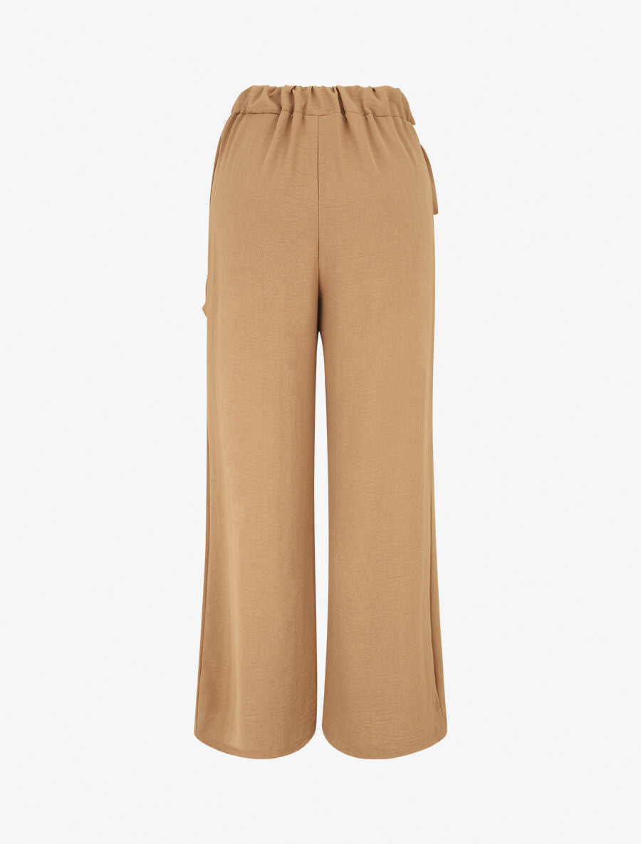 Pantalon droit à pan drapé - Camel - 2