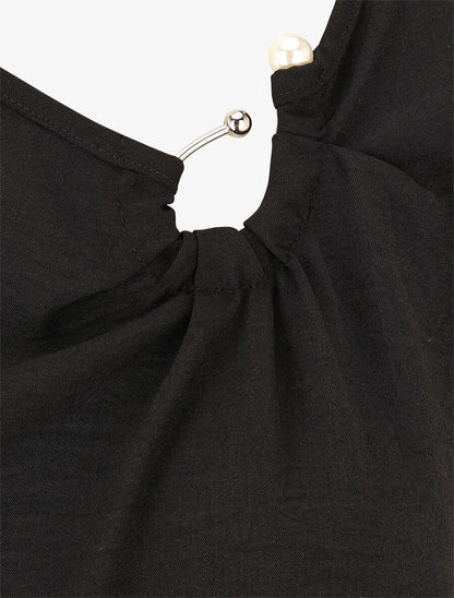Top sans manches à col asymétrique - Noir - 3