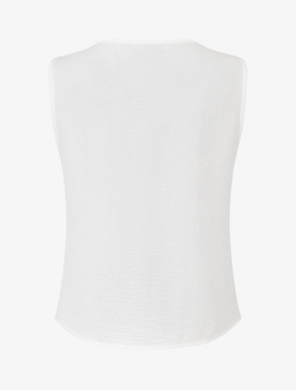 Top sans manches à col asymétrique - Blanc - 2