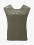 Top droit sans manches col en dentelle - Kaki - 4