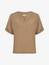Blouse droite et texturée à col V - Camel - 4