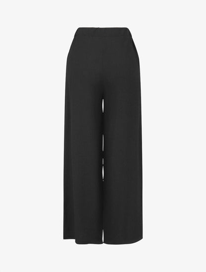 Pantalon fluide élastiqué uni - Noir - 2