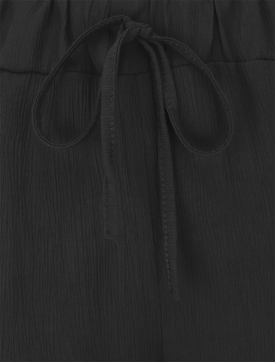 Pantalon fluide élastiqué uni - Noir - 3