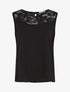 Top droit sans manches col dentelle - Noir - 4