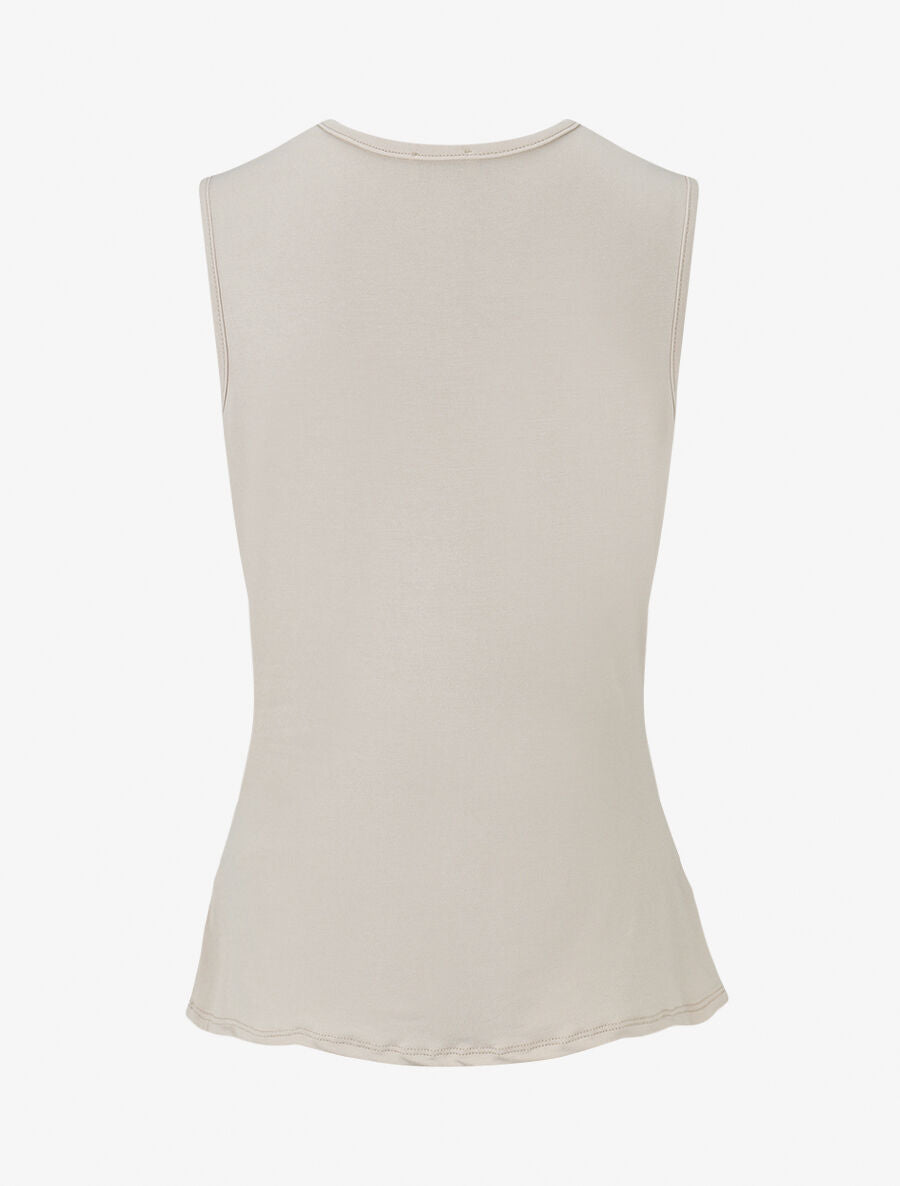 Top droit sans manches col bénitier - Beige - 2