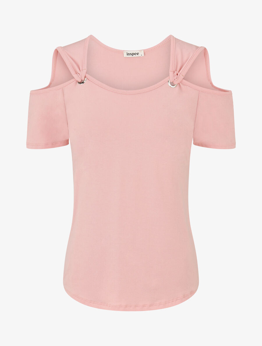 Top manches courtes à épaules dénudées - Rose - 1