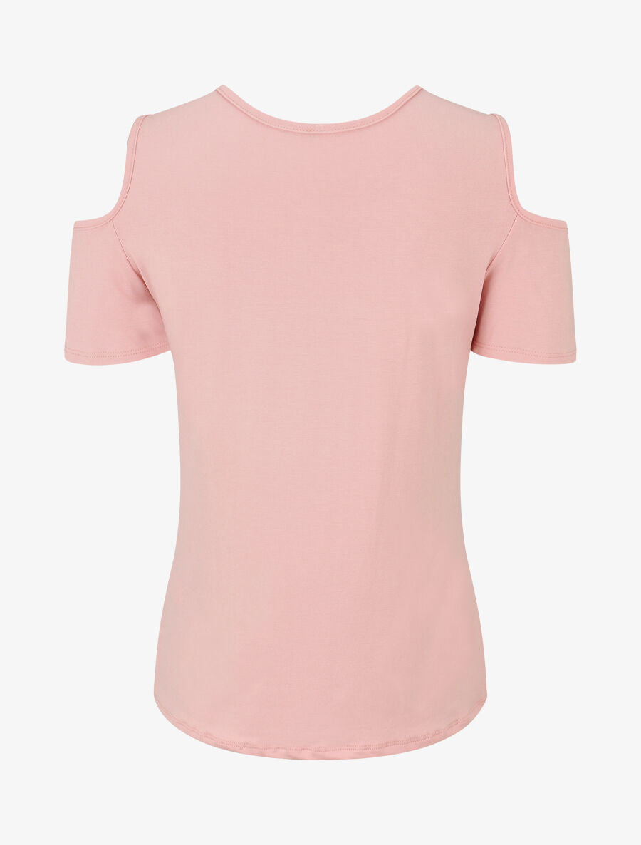 Top manches courtes à épaules dénudées - Rose - 2