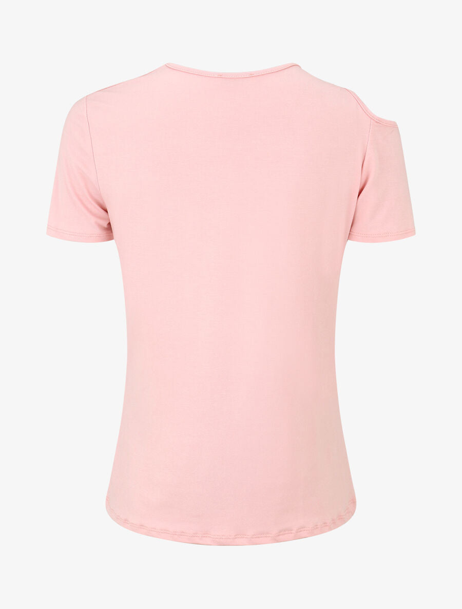 Top ajusté à manches courtes et col déstructuré - Rose - 2