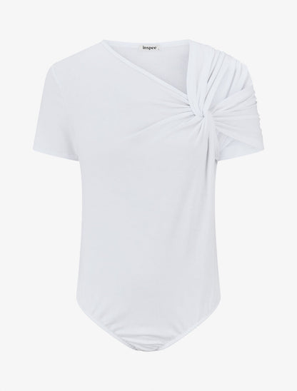 Body uni à manches courtes stylisées - Blanc - 4