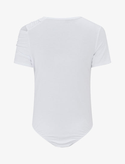 Body uni à manches courtes stylisées - Blanc - 2