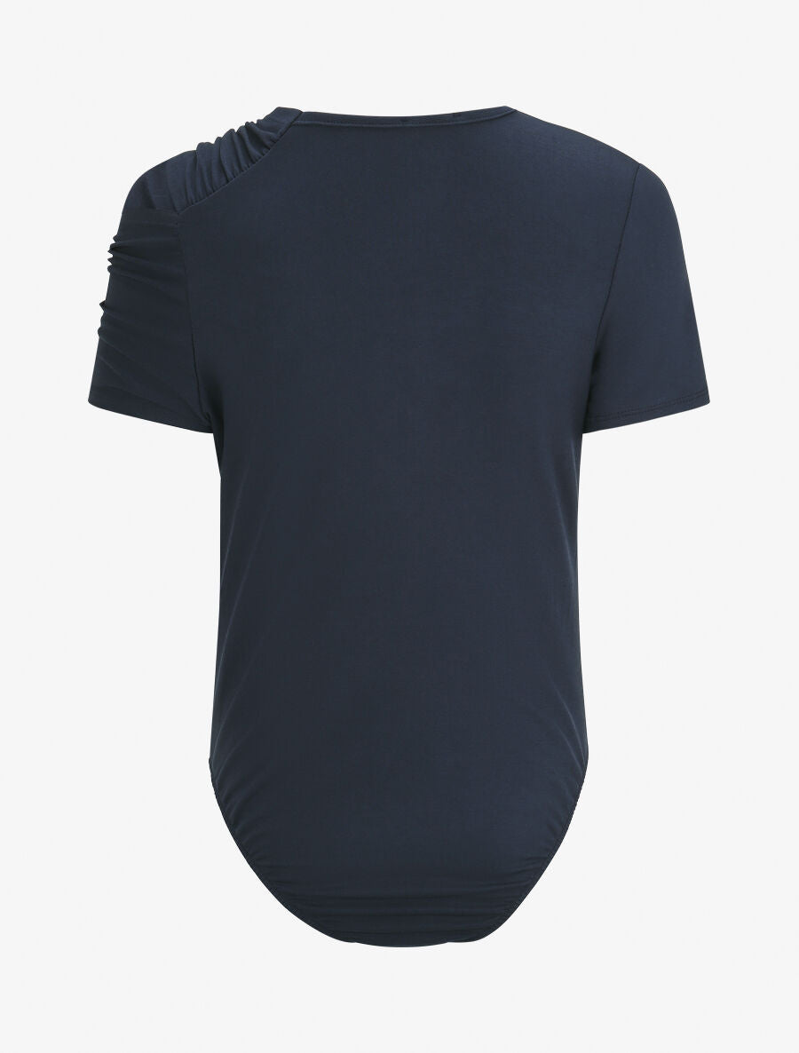 Body uni à manches courtes stylisées - Marine - 2