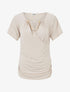 Top droit col cache coeur à chaînette - Beige - 1