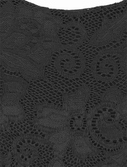 Top uni en dentelle - Noir - 3