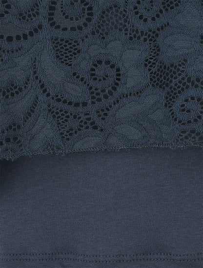 Top uni en dentelle - Marine - 3