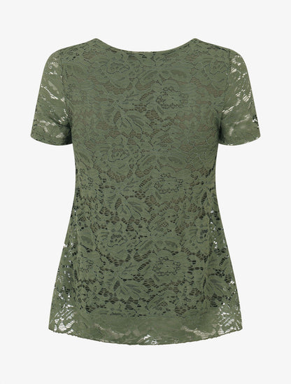 Top uni en dentelle - Kaki - 2
