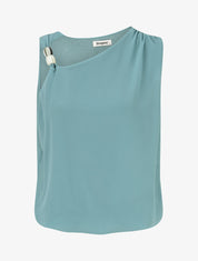 Top uni à bretelle et empiècement pierre - Turquoise - 1