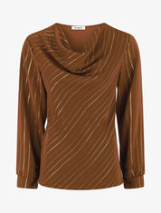 Blouse fluide à rayures irisées - Marron - 4