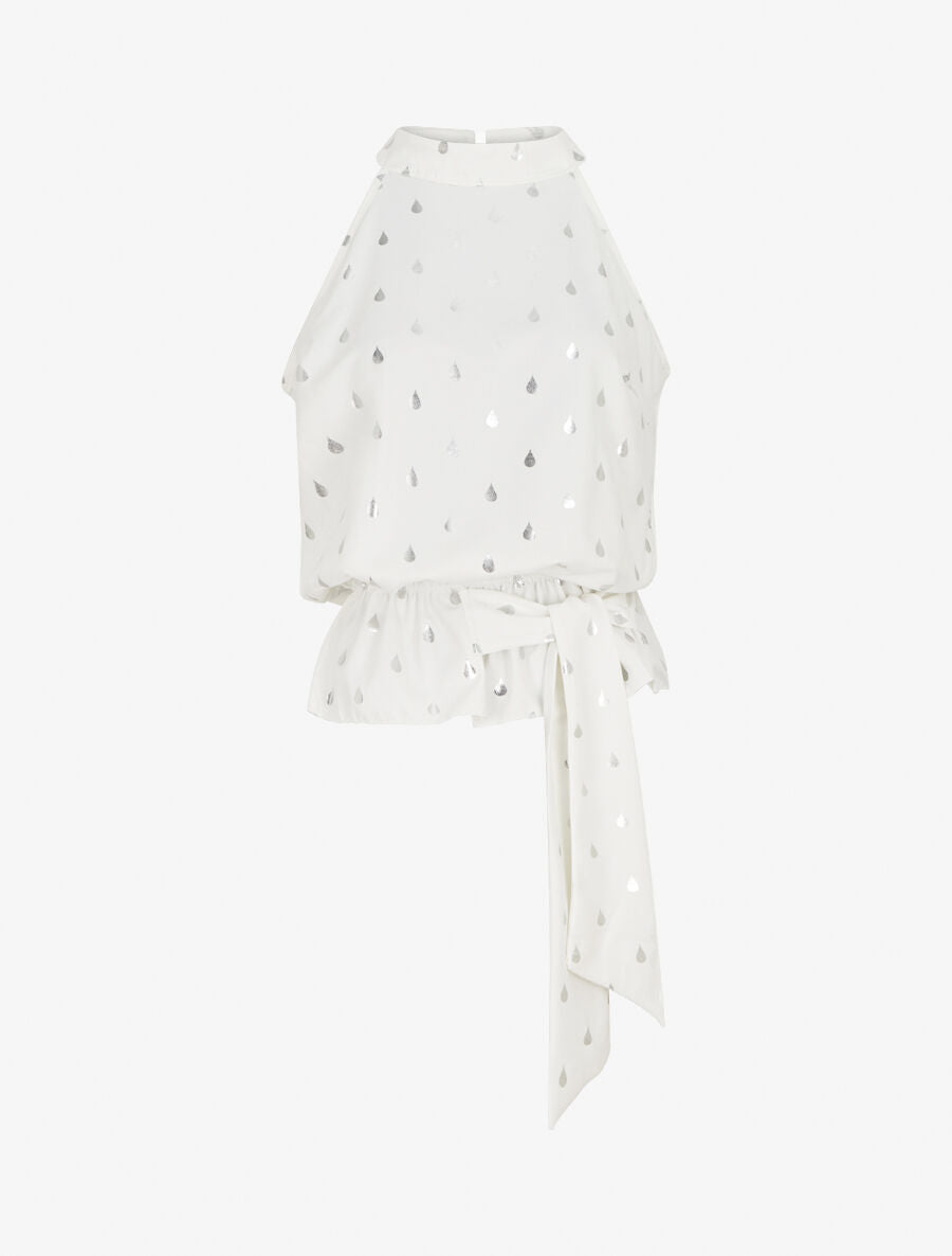 Top droit sans manches flocage gouttes irisées - Blanc - 4