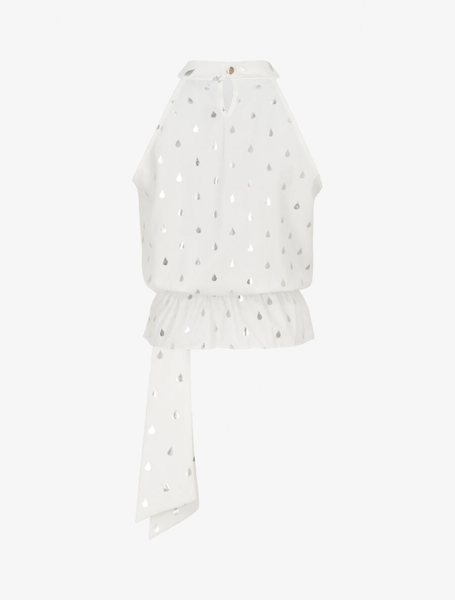 Top droit sans manches flocage gouttes irisées - Blanc - 2