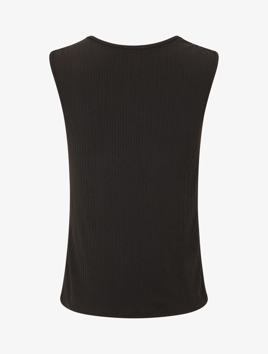 Top droit sans manches à broche plume - Noir - 2