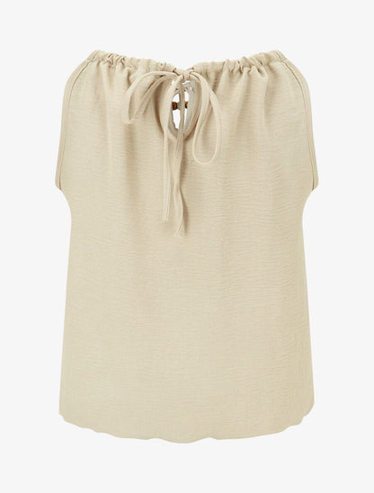Top boule uni sans manches - Beige - 2