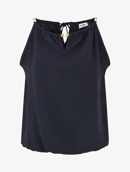 Top boule uni sans manches - Marine - 1