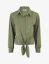 Blouse à nouer et rayures irisées - Kaki - 1