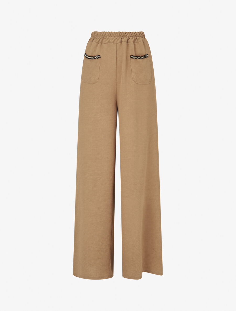 Pantalon fluide à poches stylisés - Camel - 1