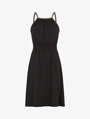 Robe unie sans manches à taille élastiquée - Noir - 4