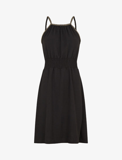 Robe unie sans manches à taille élastiquée - Noir - 4