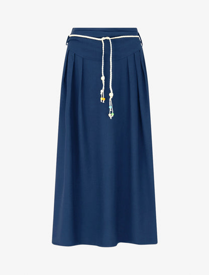 Lange rok met hoge taille, uitlopende snit - Blauw