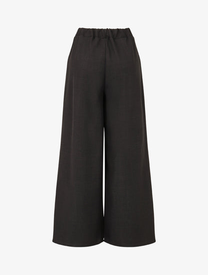 Pantalon élastiqué uni à poches plaquées - Noir - 2