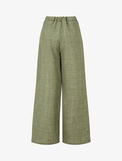 Pantalon élastiqué uni à poches plaquées - Kaki - 2