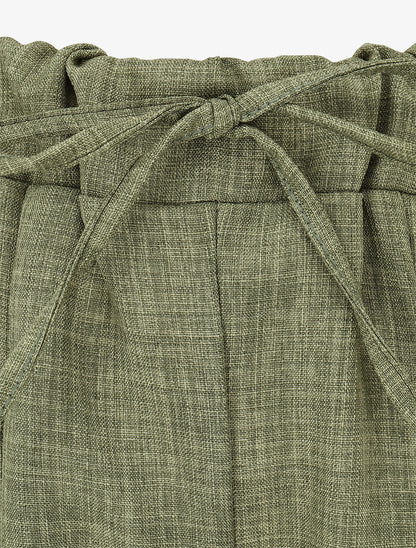 Pantalon élastiqué uni à poches plaquées - Kaki - 3
