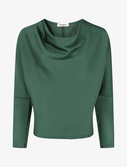 Blouse fluide unie effet satiné - Vert sapin - 4