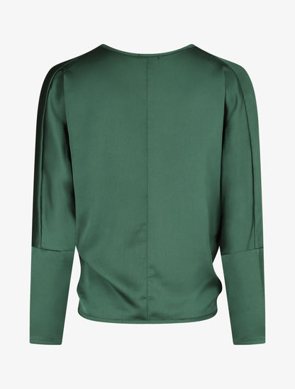 Blouse fluide unie effet satiné - Vert sapin - 2