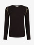Pull fin à épaules ajourées et empiècements fantaisie - Noir - 1