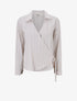Blouse cache-coeur à rayures - Beige - 4